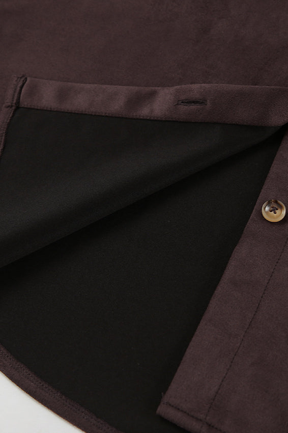 Brown Suede Loose Blazer Coat