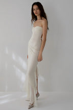 Asymmetrical Strapless Maxi Boho Dress