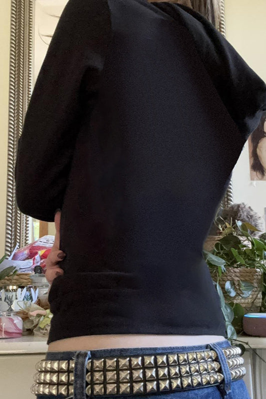 Wings Print Zip Up Y2K Hoodie