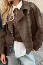 Vintage Brown Casual Suede Jacket