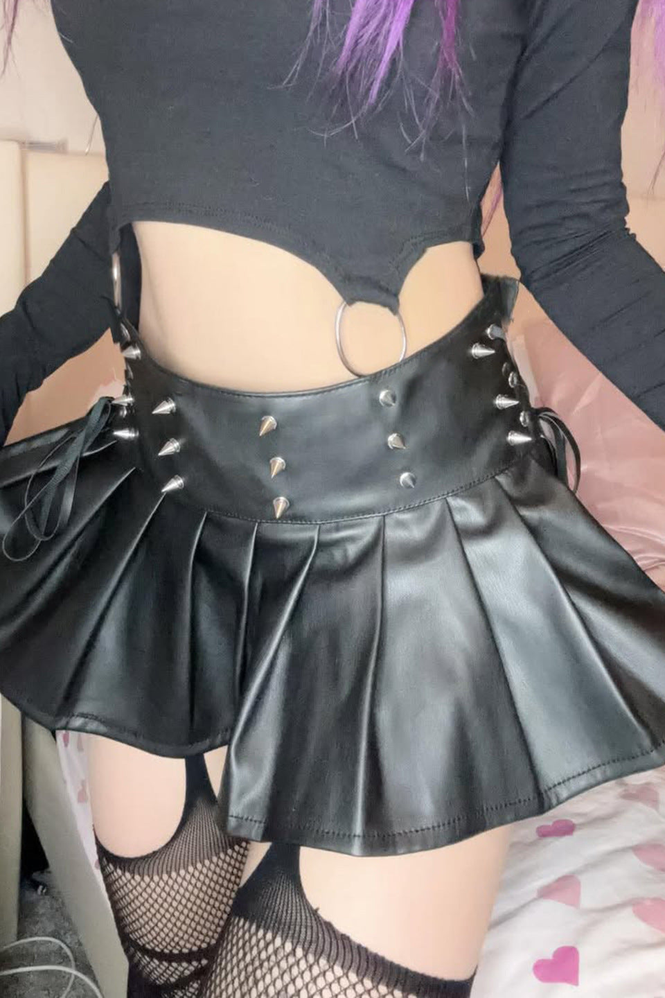 Punk Style Bow Patch Mini Skirt