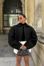 Chic Wool Zip Front Jacket