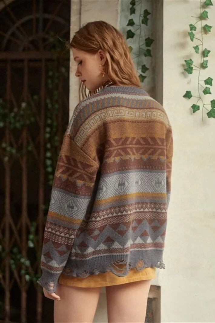 Autumn Geometric Pullover Sweater