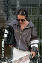 Chic Stand Neck Color Block Jacket