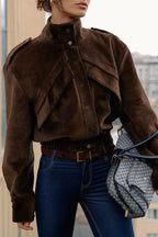 Brown Corduroy Biker Jacket