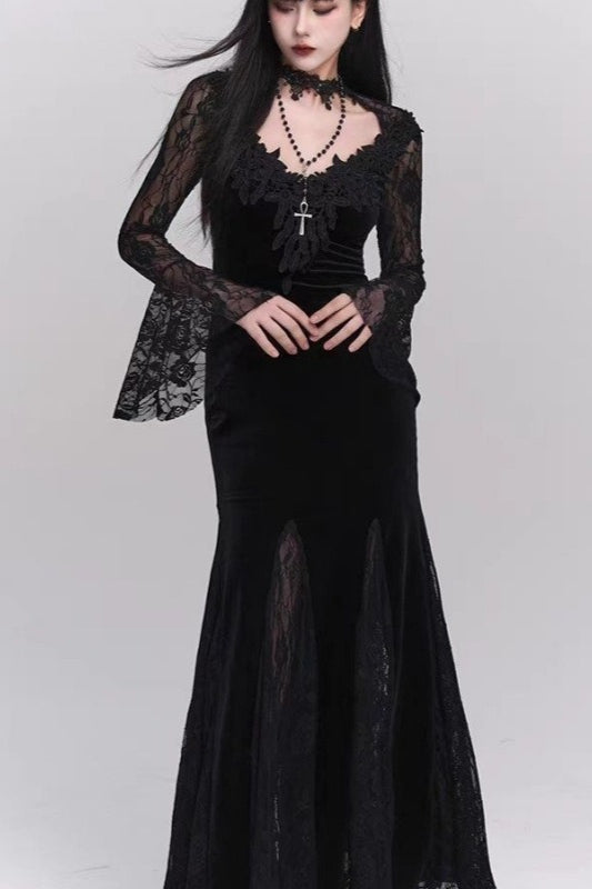 Halloween Gothic Lace Red and Black Dress