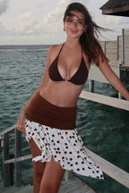 Polka Dot Colorblock Asymmetrical Mini Skirt