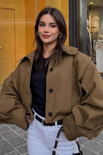 Chic Pleated Detail Short Coat