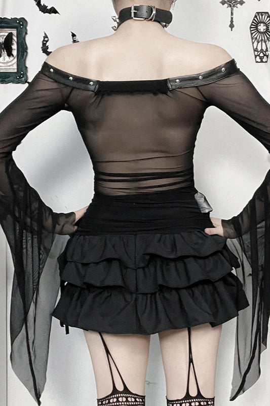 Dark Style Skull Graphic Knit Top