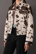 Trendy Asymmetrical Print Short Coat