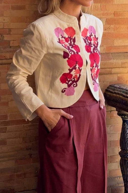 Embroidered Casual Blazer Coat