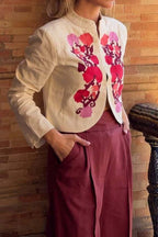 Embroidered Casual Blazer Coat