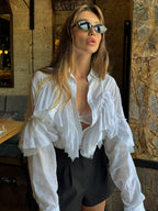 Layered Ruffled Long Sleeve Blouse