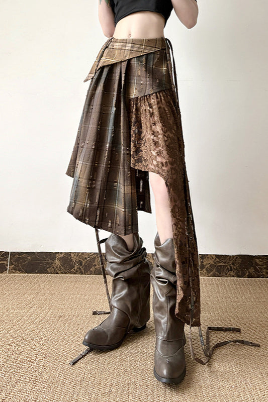 Asymmetrical Grunge High Waist Skirt