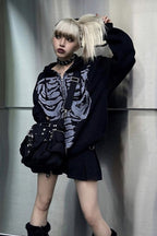 Skeleton Print Oversized Hoodie