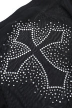 Gothic Rhinestone Cross Knit Top