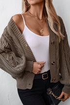 Loose Solid Button Cardigan