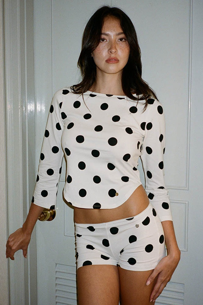 Slim Fit Dot Print Shorts Two Pieces Set