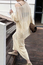 Cotton Embroidered Hollow Knit Blouse