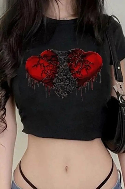 Dark Heart Graphic Crop T-Shirt