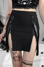 Double Zipper Gothic Split Skirt
