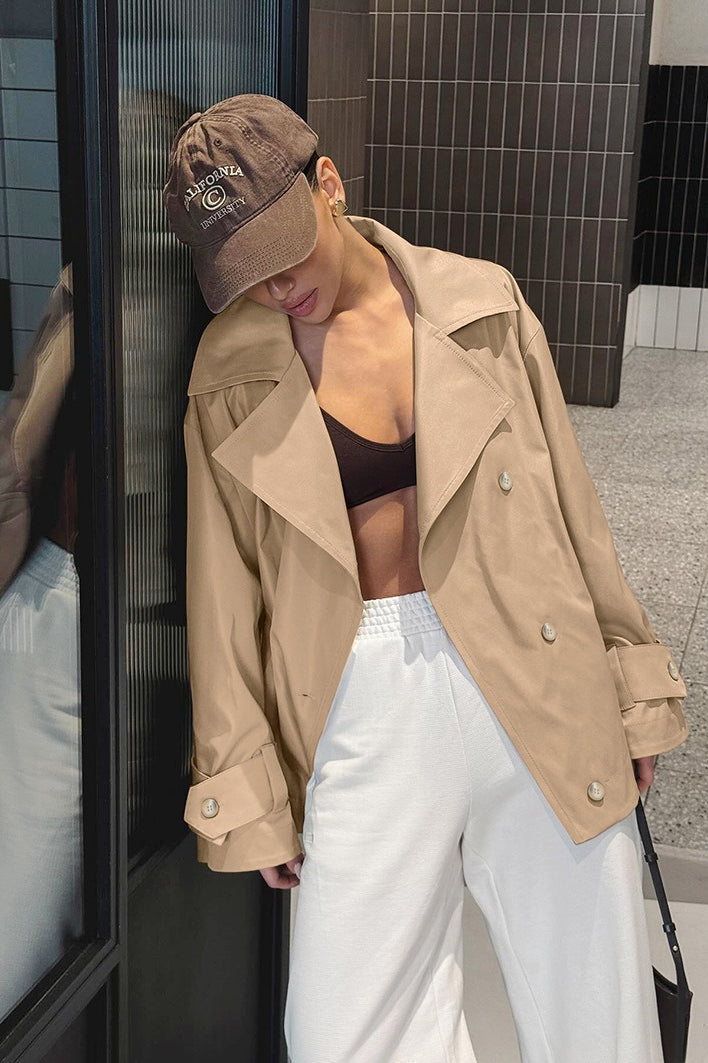 Retro Khaki Oversized Trench Jacket