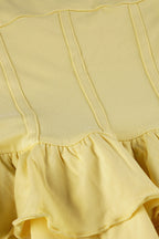 Solid Color Halter Waist-Tie Puff Mini Dress