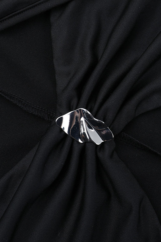 Fashionable Hollow High Neck Long Sleeve Bodycon Maxi Dress