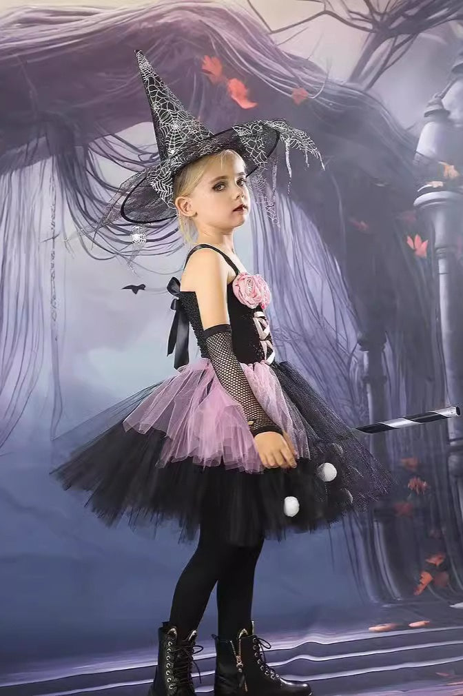 Floral Witch Tutu Kid Halloween Costume