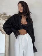 Satin Balloon Sleeve Blouse