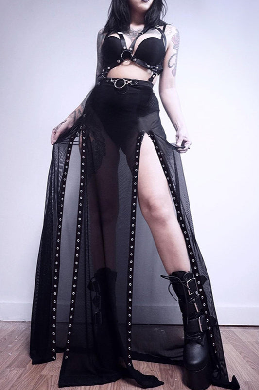 Sexy See-Through Mesh Long Skirt