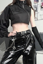 Trendy Cropped High Neck Hoodie