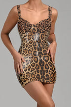 Sequin Leopard Strap Mini Dress
