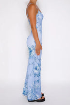 Summer Floral All-Over Print Backless Floral Dress