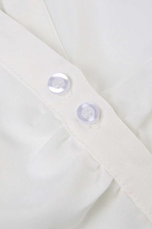 Fitted Button-Down Ruched Blouse