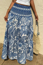 Casual Boho Printed Long Skirt