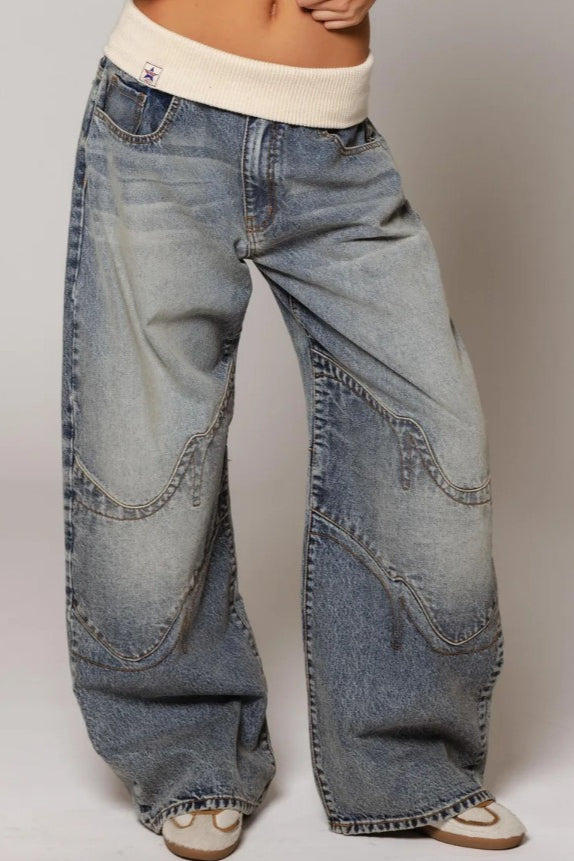 Washed Blue Vintage Denim Jeans