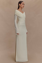 V-Neck Ruched Maxi Boho Dress