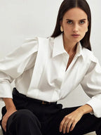 Structured Square Shoulder Panelled Blouse