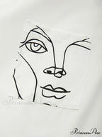 Abstract Face Mesh Trendy Long Sleeve Crop Top