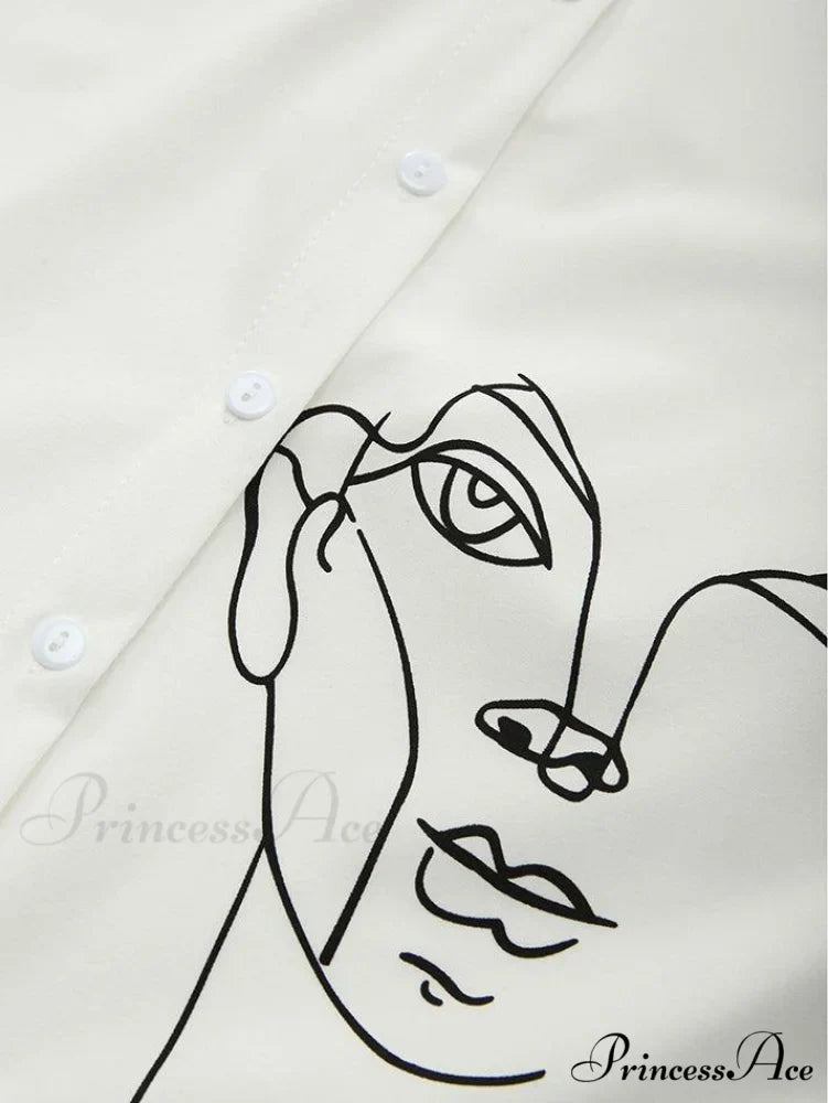 Abstract Face Mesh Trendy Long Sleeve Crop Top