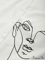 Abstract Face Mesh Trendy Long Sleeve Crop Top