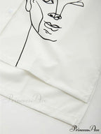 Abstract Face Mesh Trendy Long Sleeve Crop Top