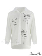 Abstract Face Mesh Trendy Long Sleeve Crop Top