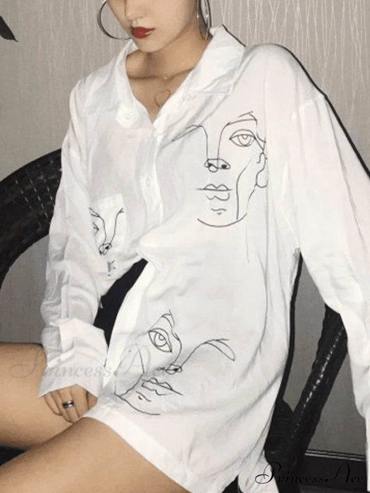 Abstract Face Mesh Trendy Long Sleeve Crop Top