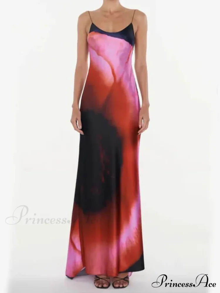 Abstract Floral Stylish Halter Maxi Dress