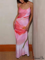 Abstract Floral Stylish Print Maxi Dress