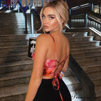 Abstract Sunset Pattern Long Modern Sleeve Cropped Cardigan - Orange