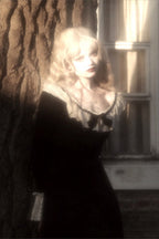 Vintage Lace Ruffle Dark Academia Maxi Dress