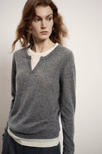 Wool Blend Layered Look Blouse